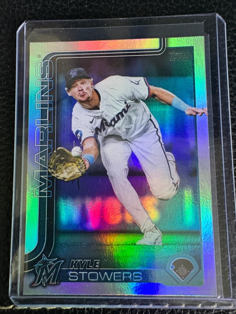 Topps Marlins Holographic Kyle Stowers Baseball Card - Rainbow Prism